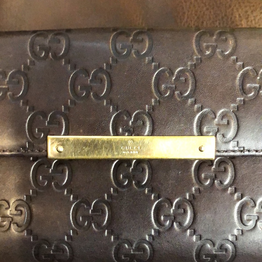 GUCCI GG Guccissima Brown Lambskin Continental Bifold Wallet with Coin Section - Picture 8 of 16
